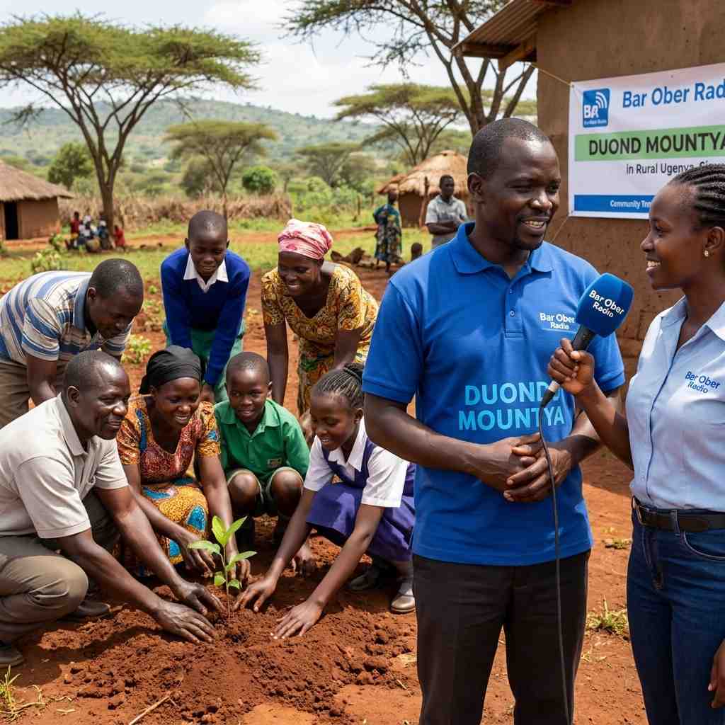 Community tree planting and interview event in Ugunja