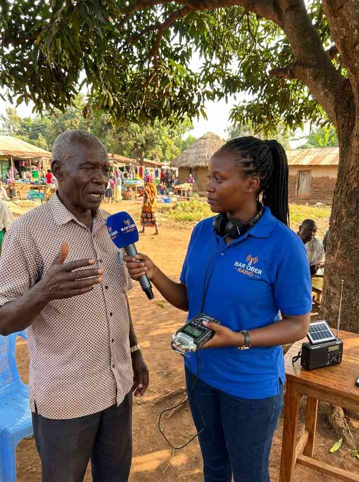 Outdoor interview at a local market